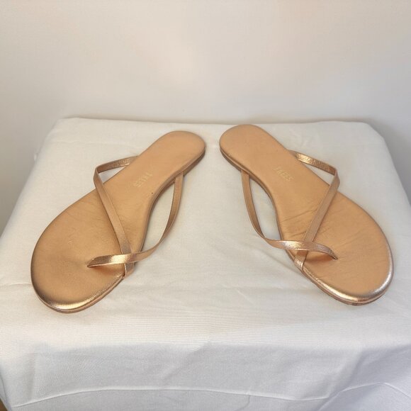 Tkees Womens Riley Metallics Sandal in Beach Pearl Criss-Cross Straps, Size 7 - Picture 9 of 10